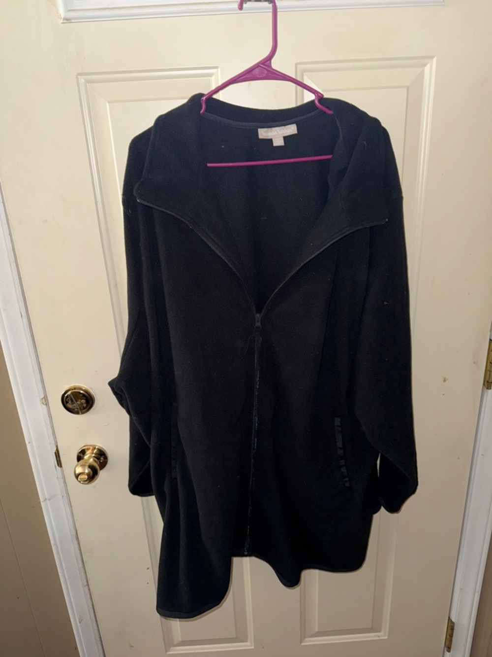 Woman Within Black Full-Zip Hooded Fleece Jacket